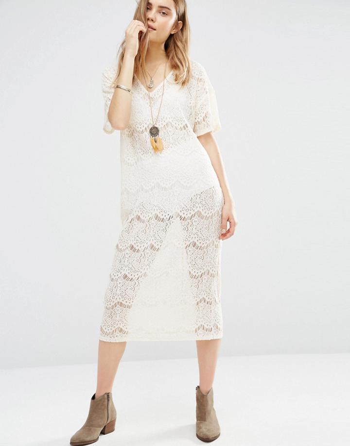 First & I Crochet Festival Dress - White