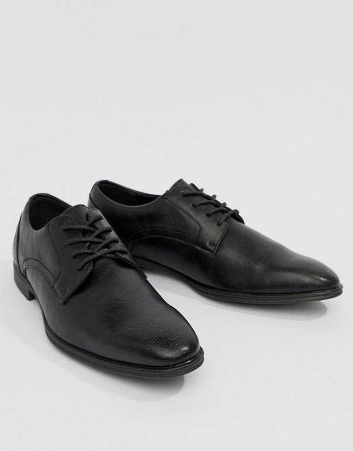 New Look Faux Leather Derby Shoes In Black - Black
