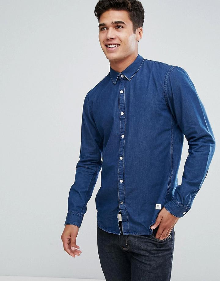 Tom Tailor Denim Shirt In Slim Fit - Navy