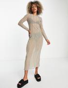 Weekday Polyester Exposed Seam Dress In Beige And Blue - Beige-neutral
