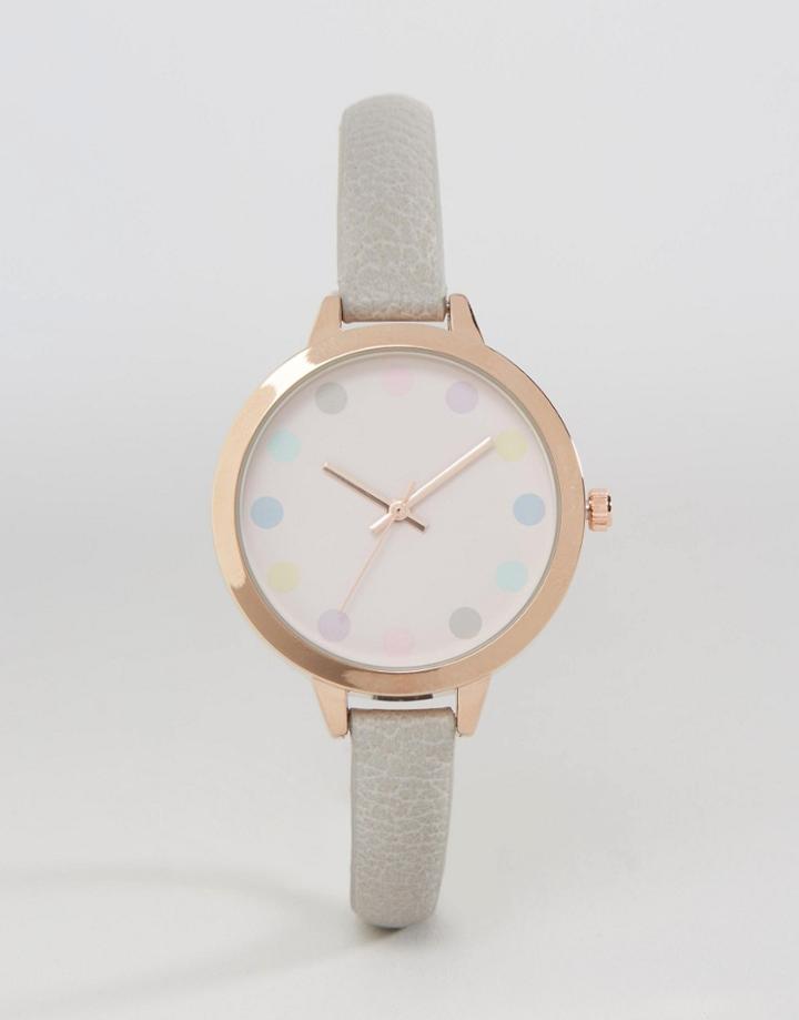Asos Pastel Spot Dial Watch - Gray