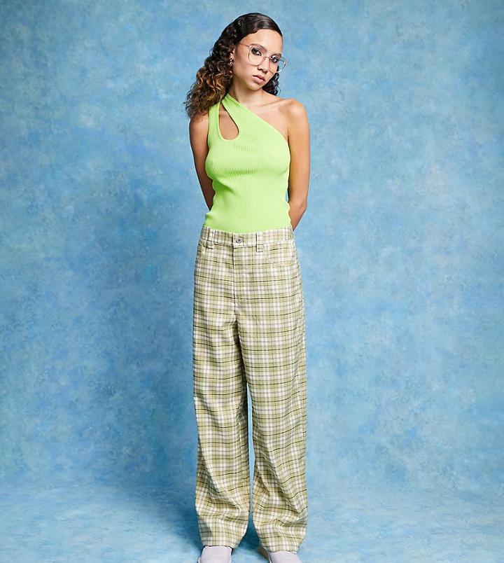 Collusion Unisex 90's Fit Pants In Green-multi