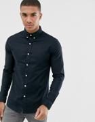 New Look Muscle Fit Oxford Shirt In Navy