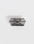 Asos Design Web Ear Cuff In Gunmetal-silver