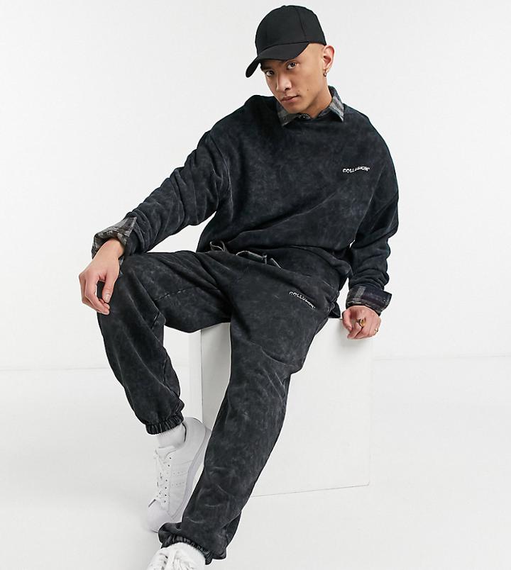 Collusion Oversized Sweatpants In Charcoal Acid Wash Part Of A Set-grey