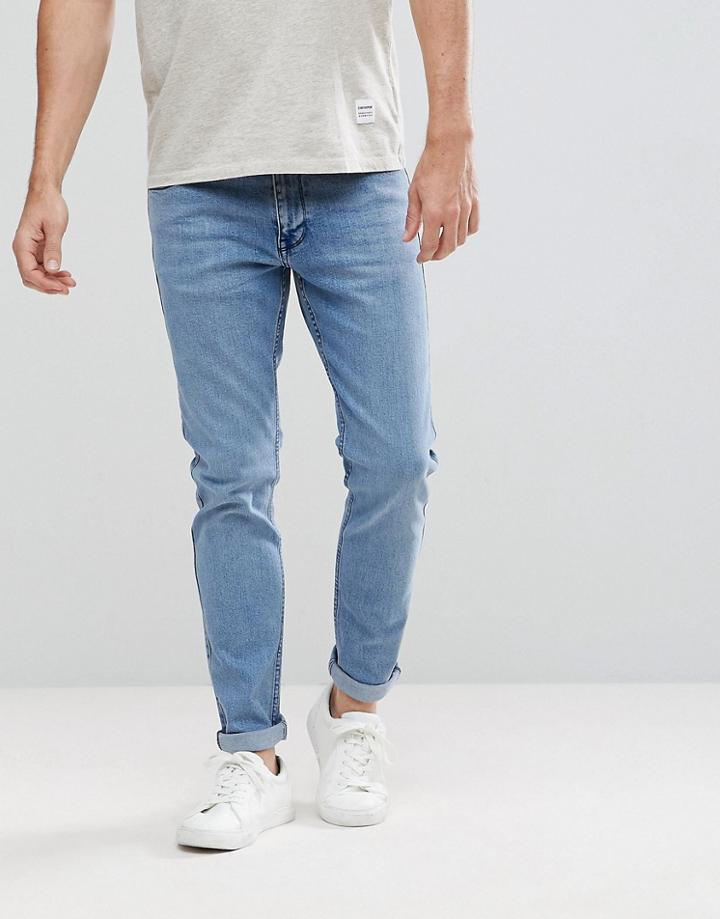 Dr Denim Clark Worn Light Retro Slim Jeans - Blue