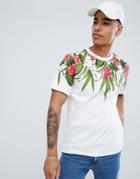 Pull & Bear T-shirt In White With Floral Print - White