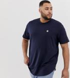 Le Breve Plus Raw Edge Longline T-shirt-navy