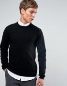 Asos Cashmere Crew Neck Sweater In Black - Black