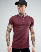 Brave Soul Knitted Collar Polo Shirt - Red