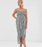 Asos Design Maternity Cami Wrap Maxi Dress In Stripe-multi