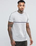 New Look T-shirt In Gray With Striped Taping - Gray