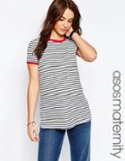 Asos Maternity Stripe T-shirt With Red Tipping Detail - Multi