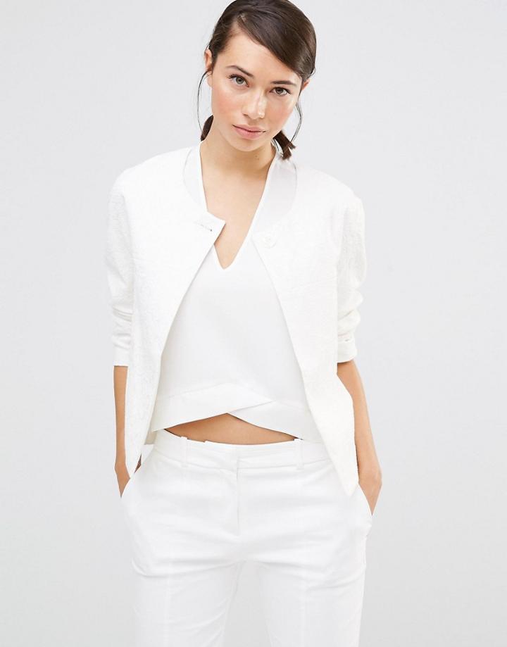 Lavand Cropped Boxy Jacket - White