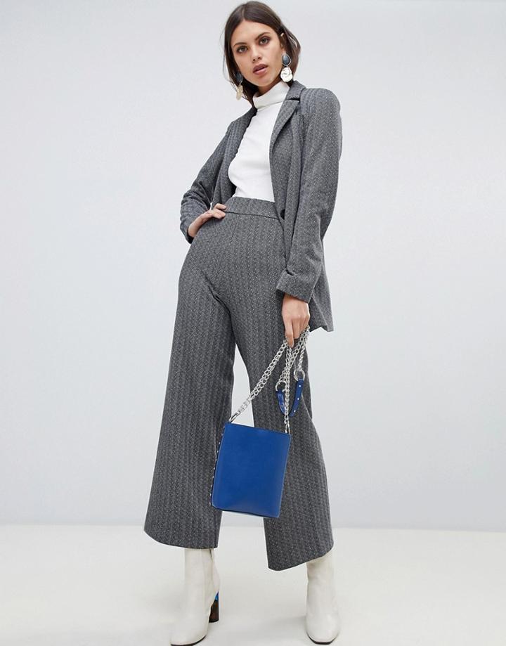 Emme Herringbone Jersey Cropped Pants - Black