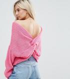 Asos Petite Chunky Sweater Twist Back - Pink