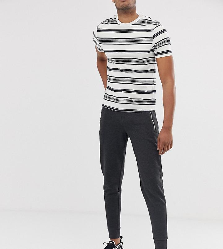 Asos Design Tall Tapered Sweatpants With Zips In Charcoal Marl-gray