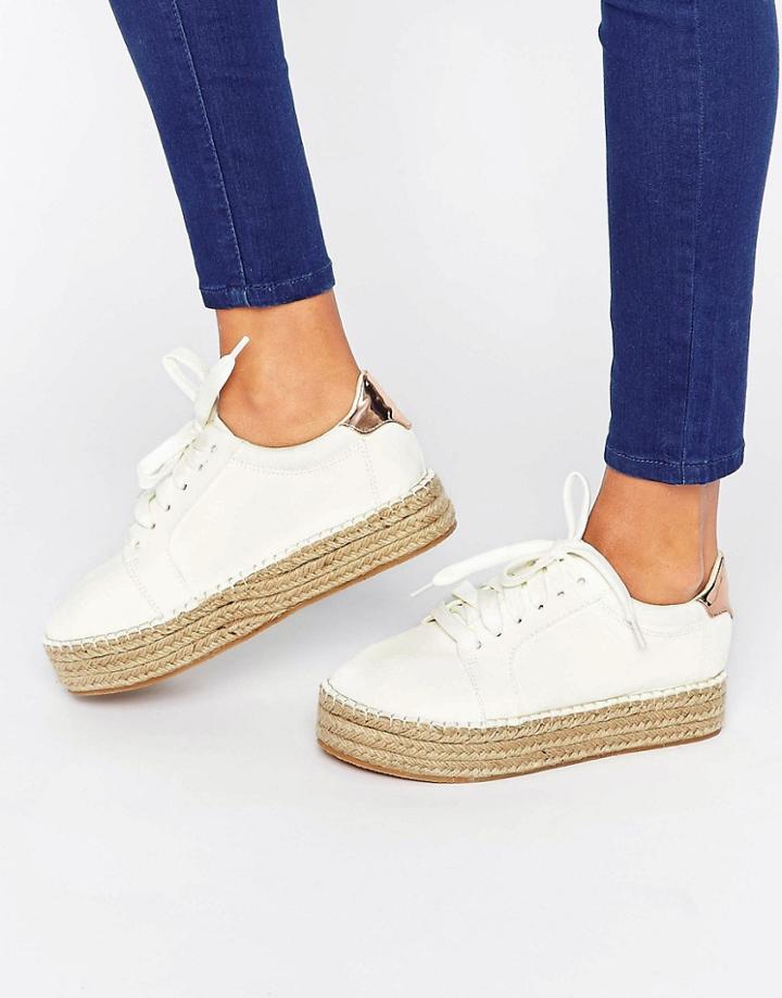 Asos Jinga Chunky Lace Up Espadrilles - White