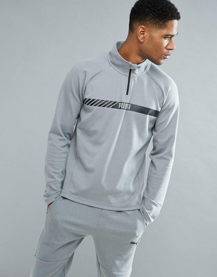 Puma Running Active Tec Stretch Zip Sweat In Gray 59423803 - Gray