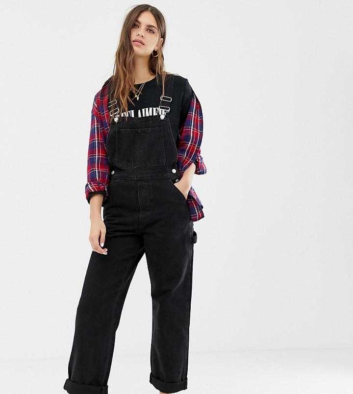 Reclaimed Vintage Inspired Overall In Washed Black