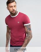 Fred Perry Ringer T-shirt Exclusive In Maroon - Red