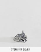 Asos Sterling Silver Ring With Saber Tooth Tiger Design - Silver