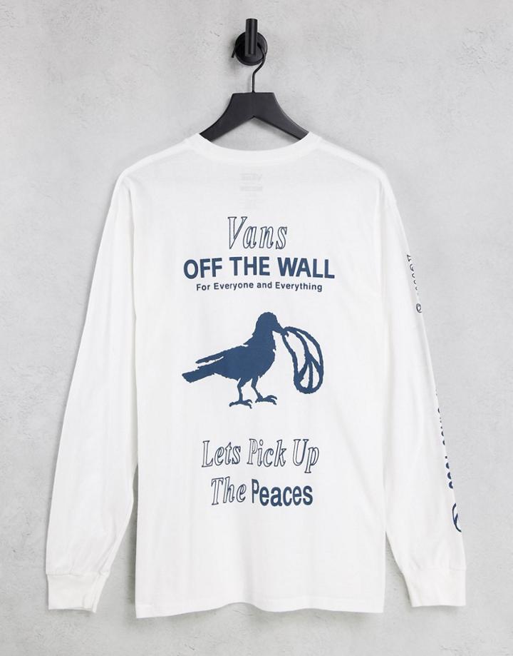 Vans Pick Up The Pieces Long Sleeve Back Print T-shirt In White