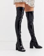Asos Design Kylie Chunky Over The Knee Boots-black