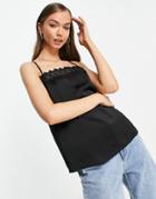 Y.a.s Recycled Cami Top With Lace Detail In Black
