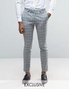 Noose & Monkey Super Skinny Wedding Suit Pants In Check - Gray