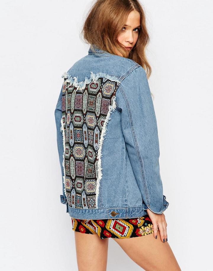 Ebonie N Ivory Oversized Denim Jacket With Customised Back - Blue