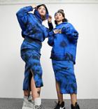 Collusion Tie Dye Midi Skirt In Blue-blues