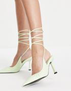 River Island Tie-up Pumps In Green