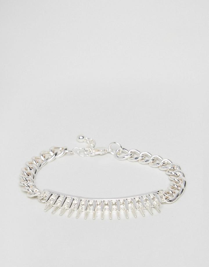 Asos Mixed Chain Bracelet With Studs - Silver