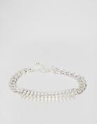 Asos Mixed Chain Bracelet With Studs - Silver