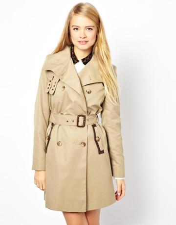 Asos Trench Trench With Pu Trims