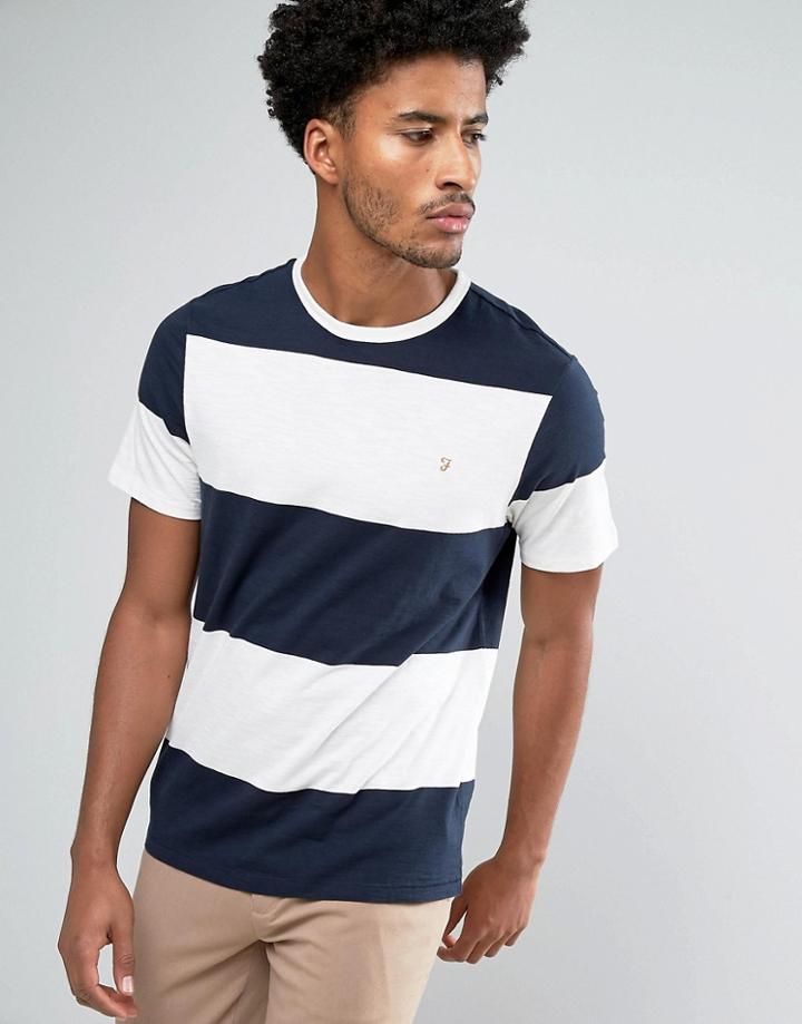 Farah Woolacombe Block Stripe T-shirt Navy - Navy