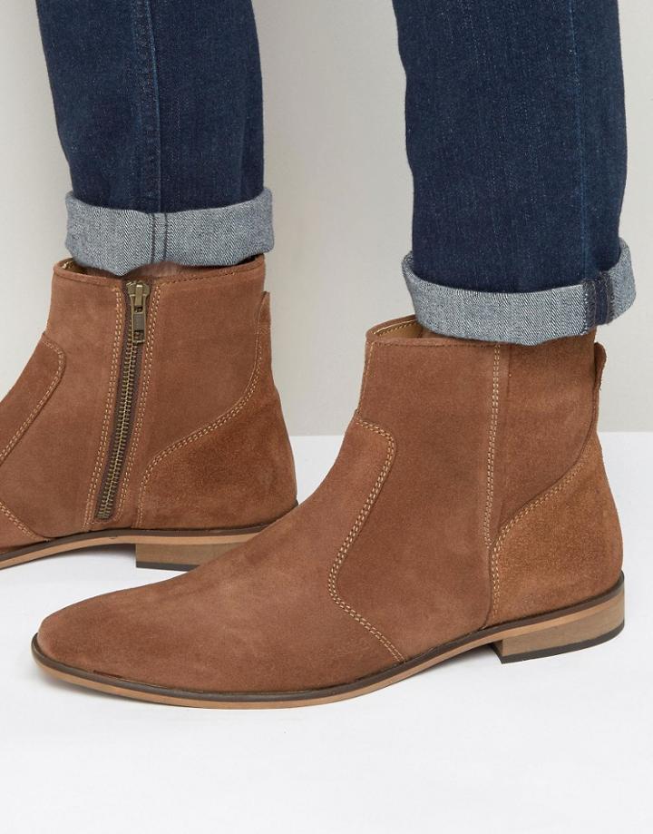 Kg By Kurt Geiger Western Boots In Tan Suede - Tan