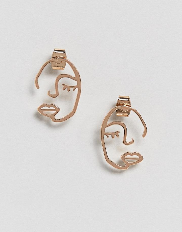 Weekday Face Earrings - Gold