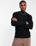 Bolongaro Trevor Ribbed Mock Turtle Neck Sweater-black