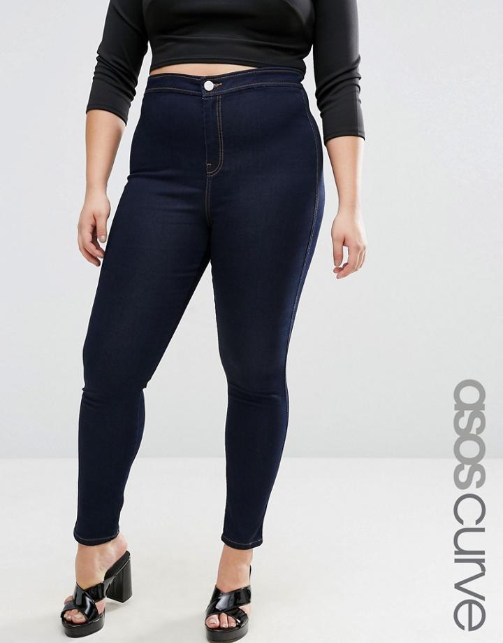 Asos Curve Rivington High Waist Jeggings In Raw Indigo - Blue