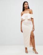 Rare Off Shoulder Ruffle Maxi Dress - Cream