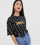 Asos Design Petite Monogram Cropped T-shirt With Unreal - Multi