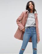 Asos Premium Rain Coat With Fleece Lining - Pink