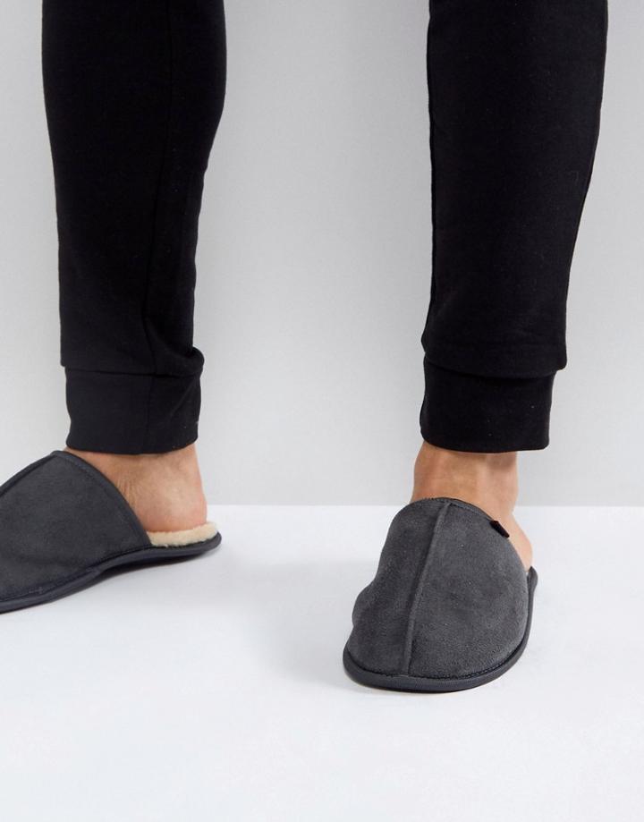 Ben Sherman Sheepskin Front Seam Mule - Gray
