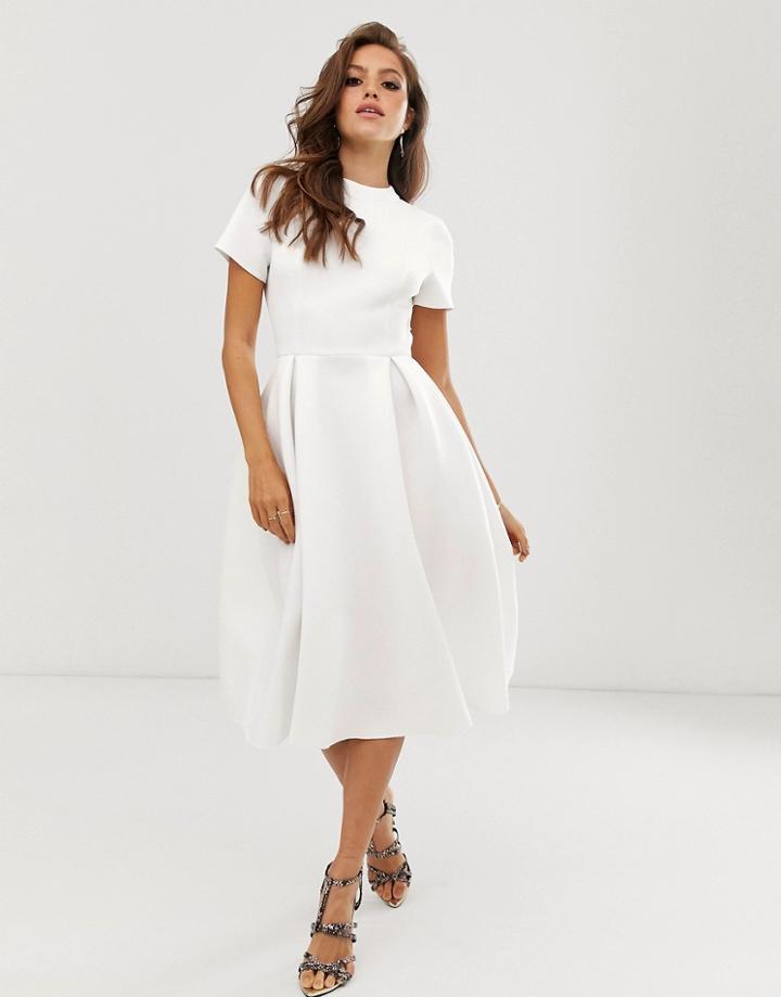 Asos Design T-shirt Open Back Prom Midi Dress - White
