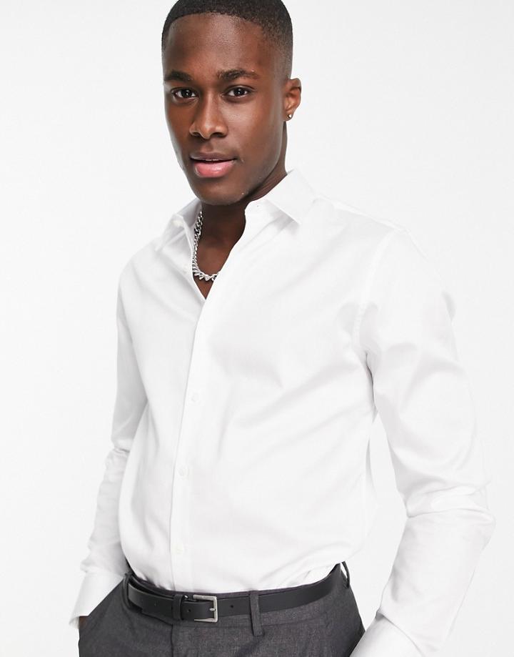 Topman Formal Sateen Slim Shirt In White