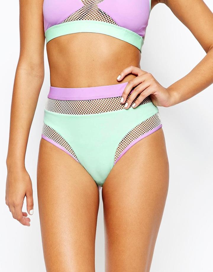 Jaded London Paneled Crop Bikini Bottom - Pastel