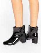 New Look Patent Block Heel Boot - Black