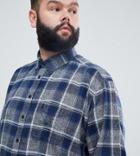 North 56.4 Plus Brushed Checked Shirt In Blue - Blue